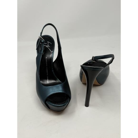 Giuseppe Zanotti platform peep to electric blue 36.5 leather - Picture 10 of 11